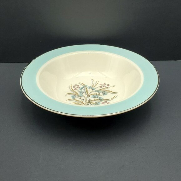 Taylor Smith Taylor TST33 Round Vegetable Bowl Turquoise Rim Floral Serving Bowl - Picture 4 of 7